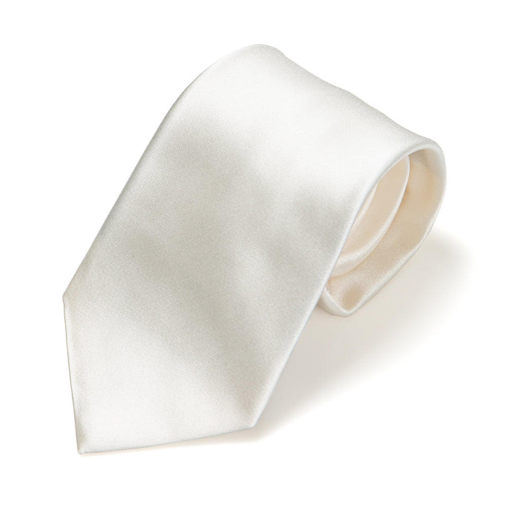 Wedding Italian Satin Ivory Solid Silk Tie