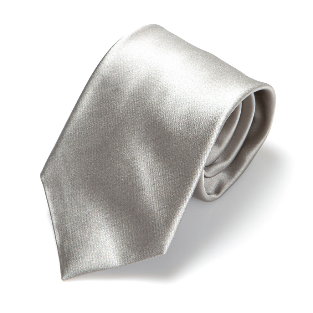 Wedding Italian Satin Gray Solid Silk Tie