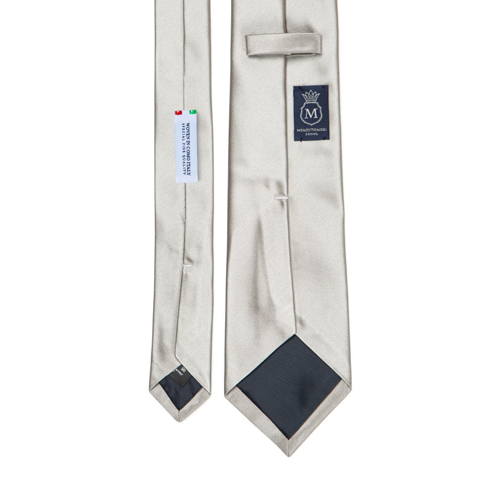 Wedding Italian Satin Gray Solid Silk Tie