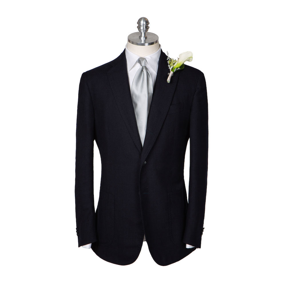 Wedding Italian Satin Gray Solid Silk Tie