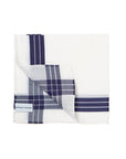 Adele Navy Line White Cotton Pocket Square