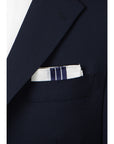 Adele Navy Line White Cotton Pocket Square