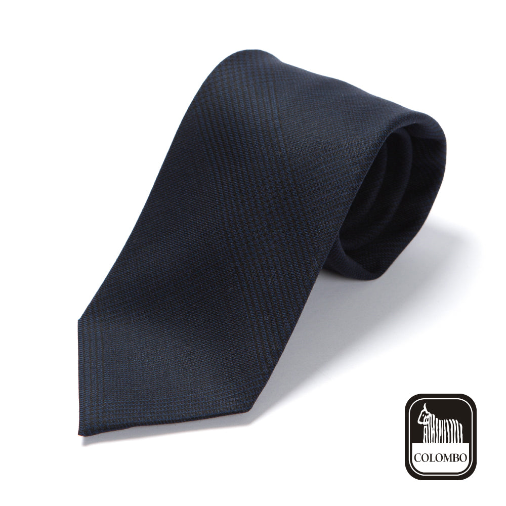 Colombo Glen Check Pattern Navy Wool Tie