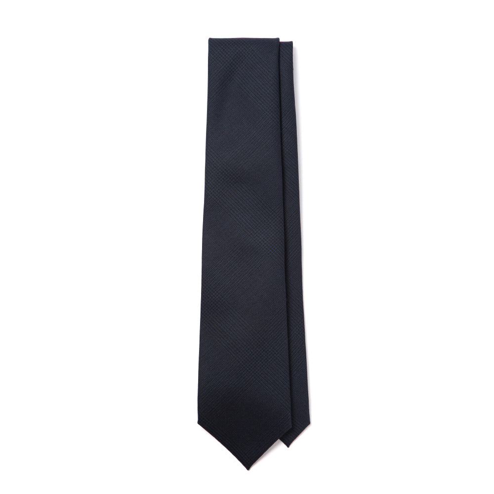Colombo Glen Check Pattern Navy Wool Tie