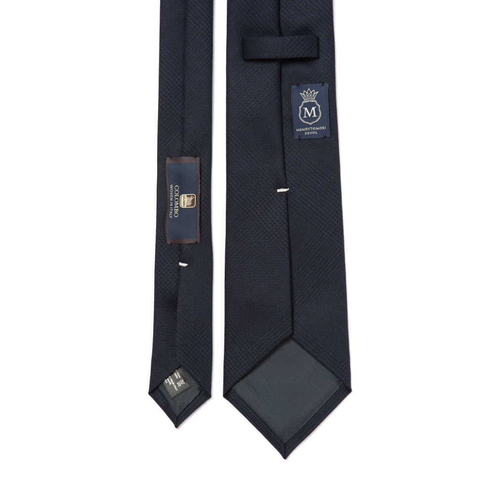 Colombo Glen Check Pattern Navy Wool Tie