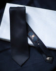 Colombo Glen Check Pattern Navy Wool Tie