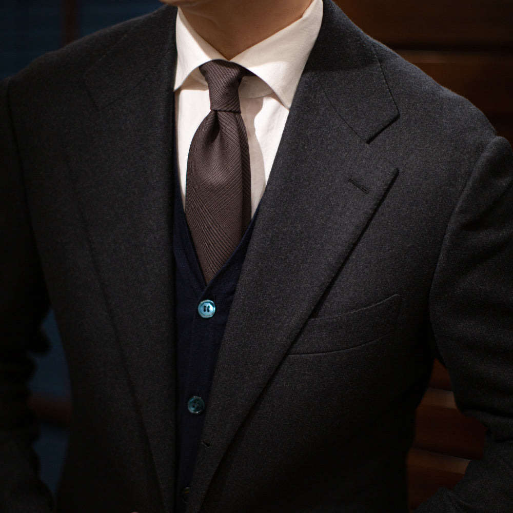 Colombo Glen Check Pattern Brown Wool Tie