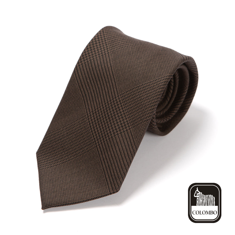 Colombo Glen Check Pattern Brown Wool Tie