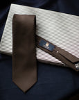 Colombo Glen Check Pattern Brown Wool Tie