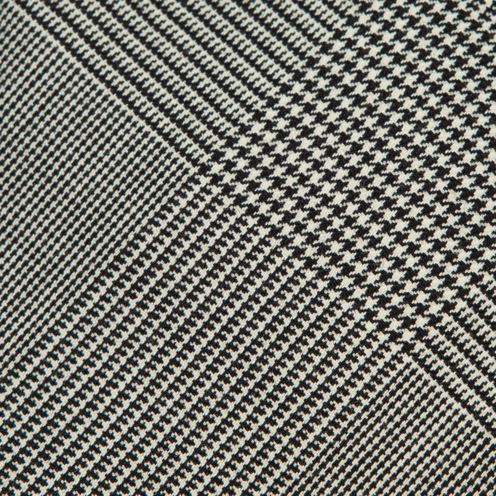 Colombo Glen Check Pattern White Black Wool Tie