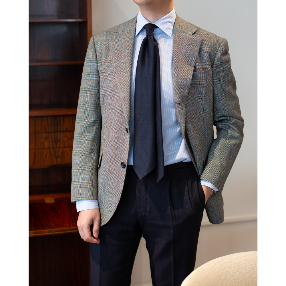 Colombo New Mori Solid Dark Navy Wool Sfoderato Tie