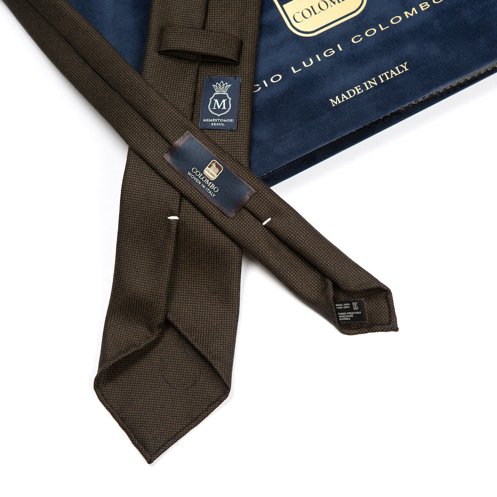 Colombo New Mori Solid Brown Wool Sfoderato Tie