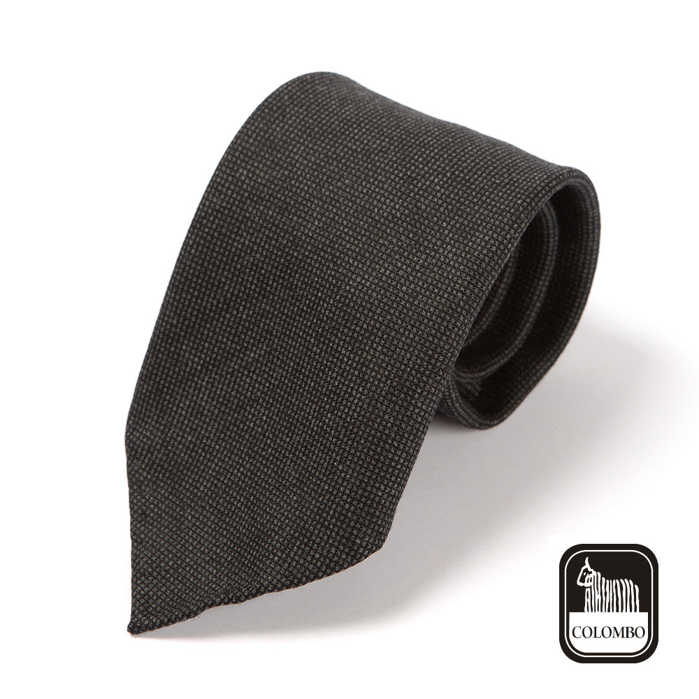Colombo New Mori Solid Charcoal Gray Wool Sfoderato Tie