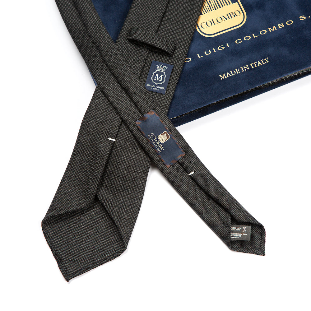 Colombo New Mori Solid Charcoal Gray Wool Sfoderato Tie