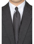 Clover & Fiore Black White Hand-Printed Silk Tie