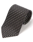 Clover & Fiore Black White Hand-Printed Silk Tie