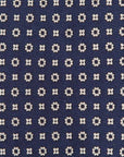 Clover & Fiore Navy Silver Hand-Printed Silk Tie