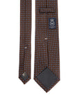 Clover & Fiore Brown Blue Hand-Printed Silk Tie