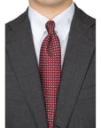 Clover & Fiore Burgundy White Hand-Printed Silk Tie