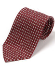 Clover & Fiore Burgundy White Hand-Printed Silk Tie