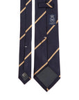 Champagne Gold Mori Stripe Dark Navy Silk Tie