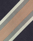Classic Stripe Champagne Gold, Navy, and Brown Silk Tie