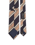 Classic Stripe Champagne Gold, Navy, and Brown Silk Tie