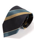 Block Stripe Dark Navy Blue Gold Silk Tie