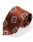 Big Flower Pattern Red Brown Silk Tie