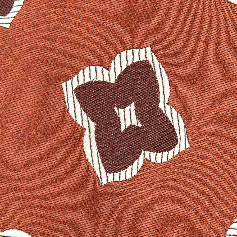 Big Flower Pattern Red Brown Silk Tie