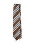 Signature Stripe Brown Blue Gold Silk Tie