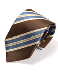 Signature Stripe Brown Blue Gold Silk Tie