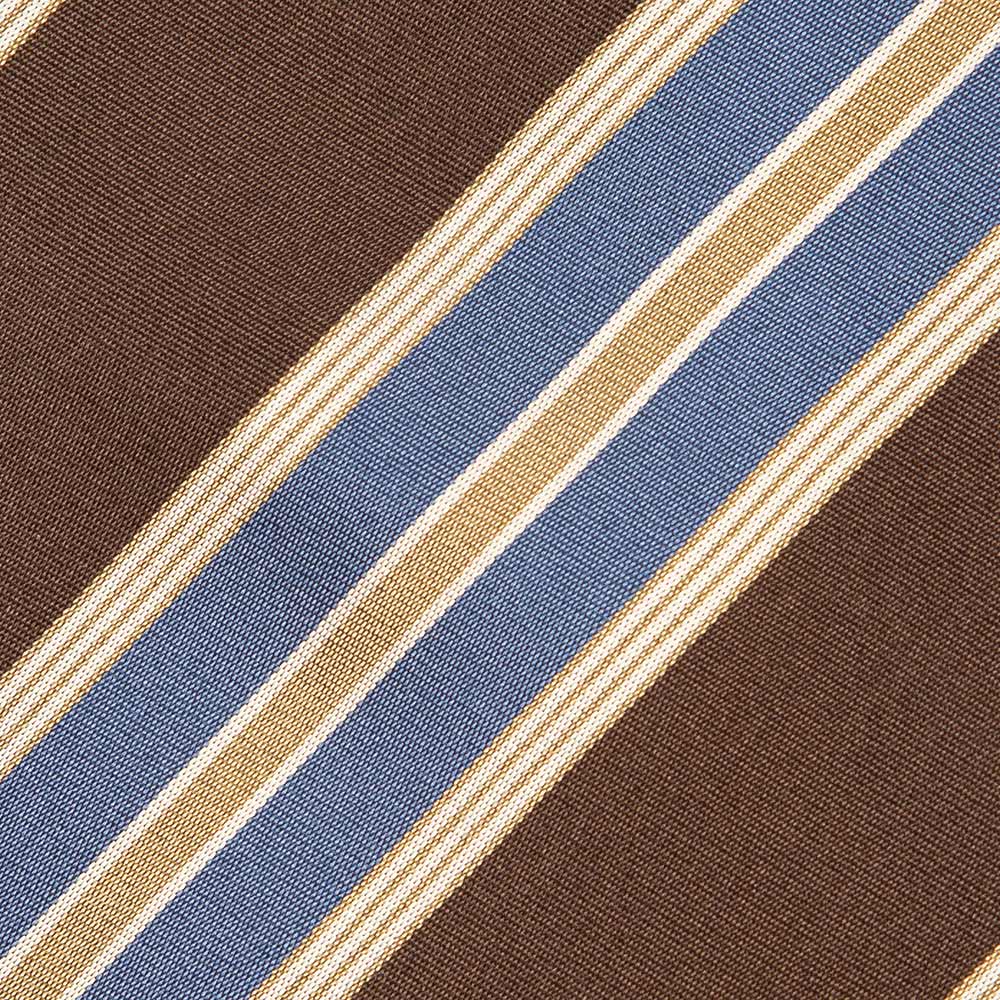 Signature Stripe Brown Blue Gold Silk Tie