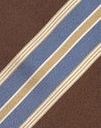 Signature Stripe Brown Blue Gold Silk Tie