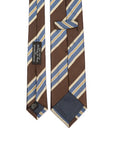 Signature Stripe Brown Blue Gold Silk Tie