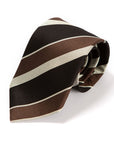 Signature Stripe Black Brown Beige Silk Tie