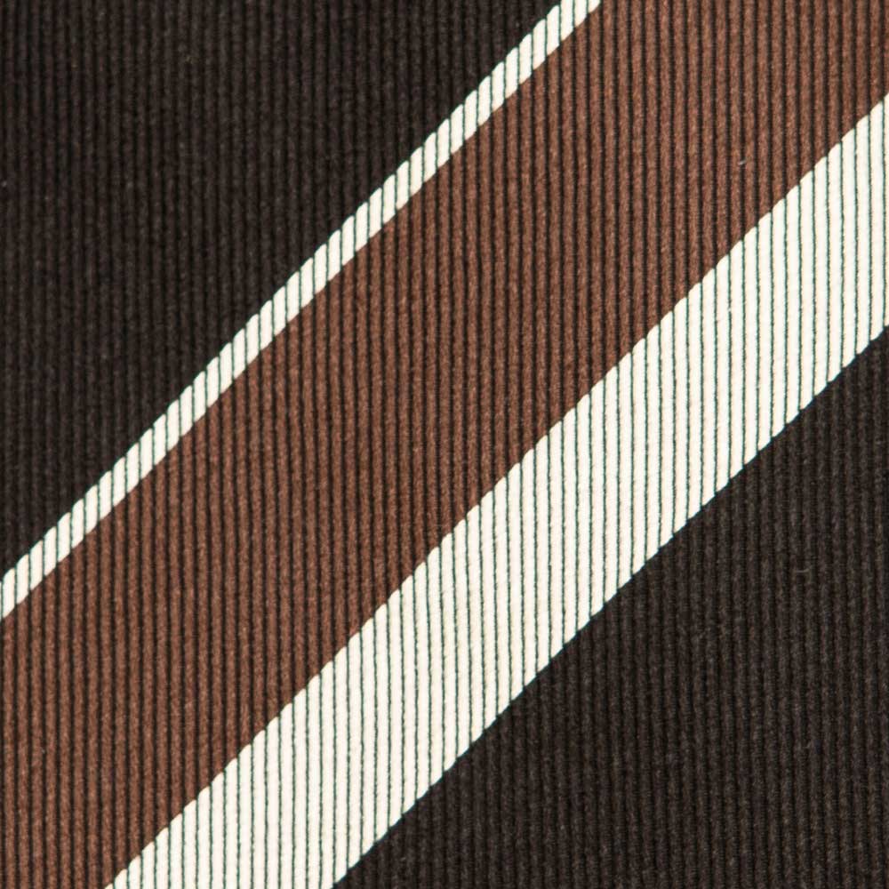 Signature Stripe Black Brown Beige Silk Tie