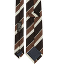 Signature Stripe Black Brown Beige Silk Tie