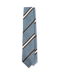 Classic Stripe Blue Grey Navy Silver Silk Tie