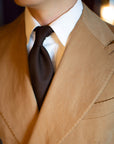 Delfino Four Seasons Espresso Brown Virgin Wool Solid Tie
