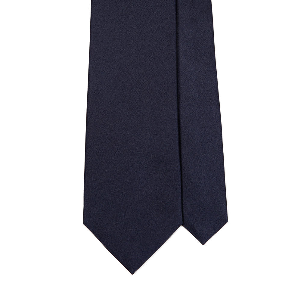 Wedding Italian Satin Dark Navy Solid Silk Tie