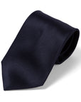 Wedding Italian Satin Dark Navy Solid Silk Tie