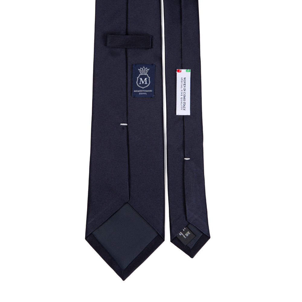 Wedding Italian Satin Dark Navy Solid Silk Tie
