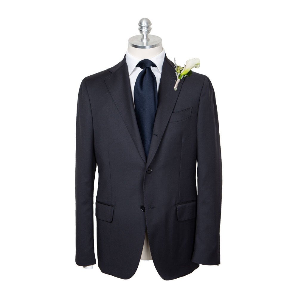 Wedding Italian Satin Dark Navy Solid Silk Tie