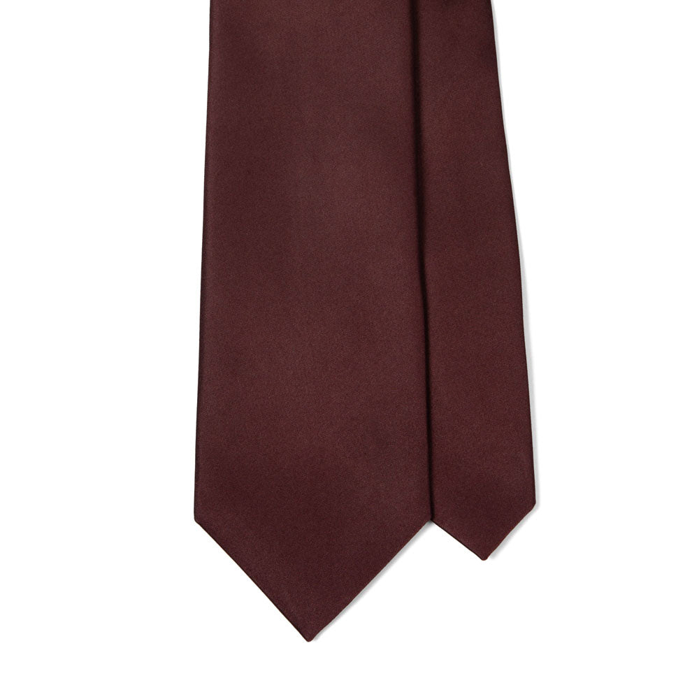 Wedding Italian Satin Burgundy Solid Silk Tie