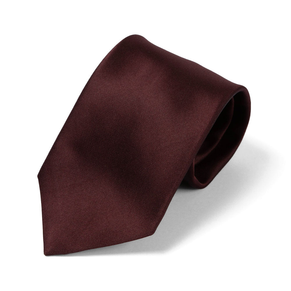 Wedding Italian Satin Burgundy Solid Silk Tie