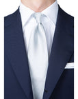 King Twill Solid Silver Silk Tie