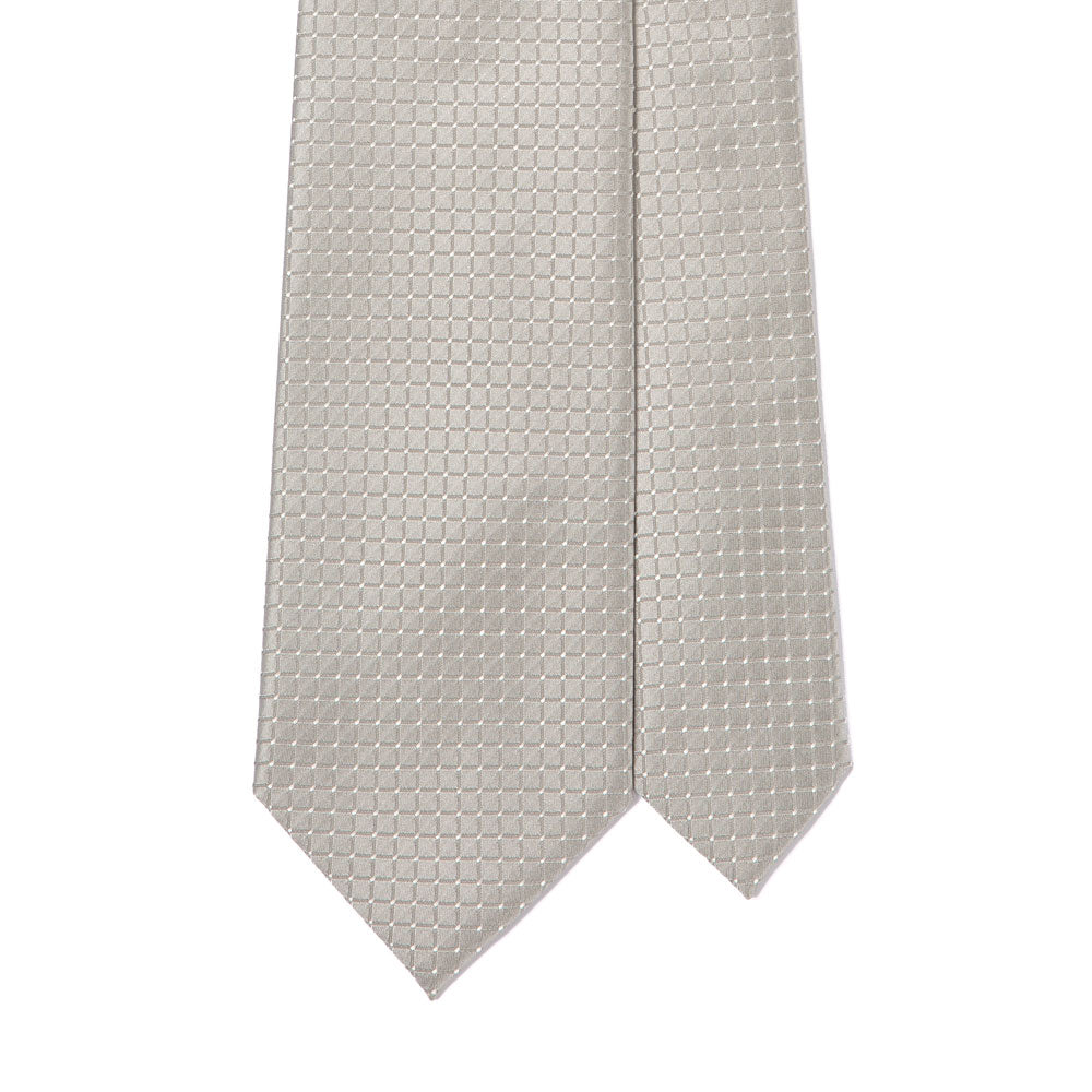 Rhodium Silver Plaid Pattern Satin Silk Ceremony Tie