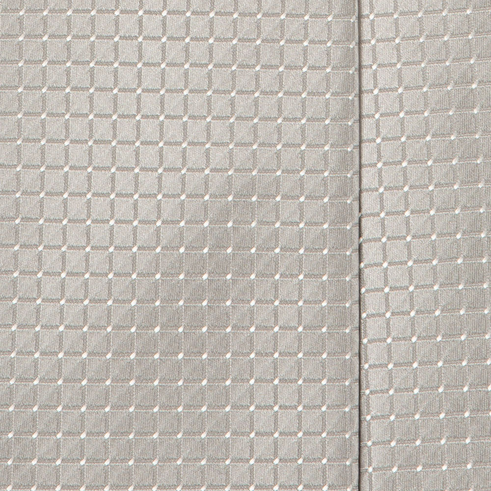 Rhodium Silver Plaid Pattern Satin Silk Ceremony Tie