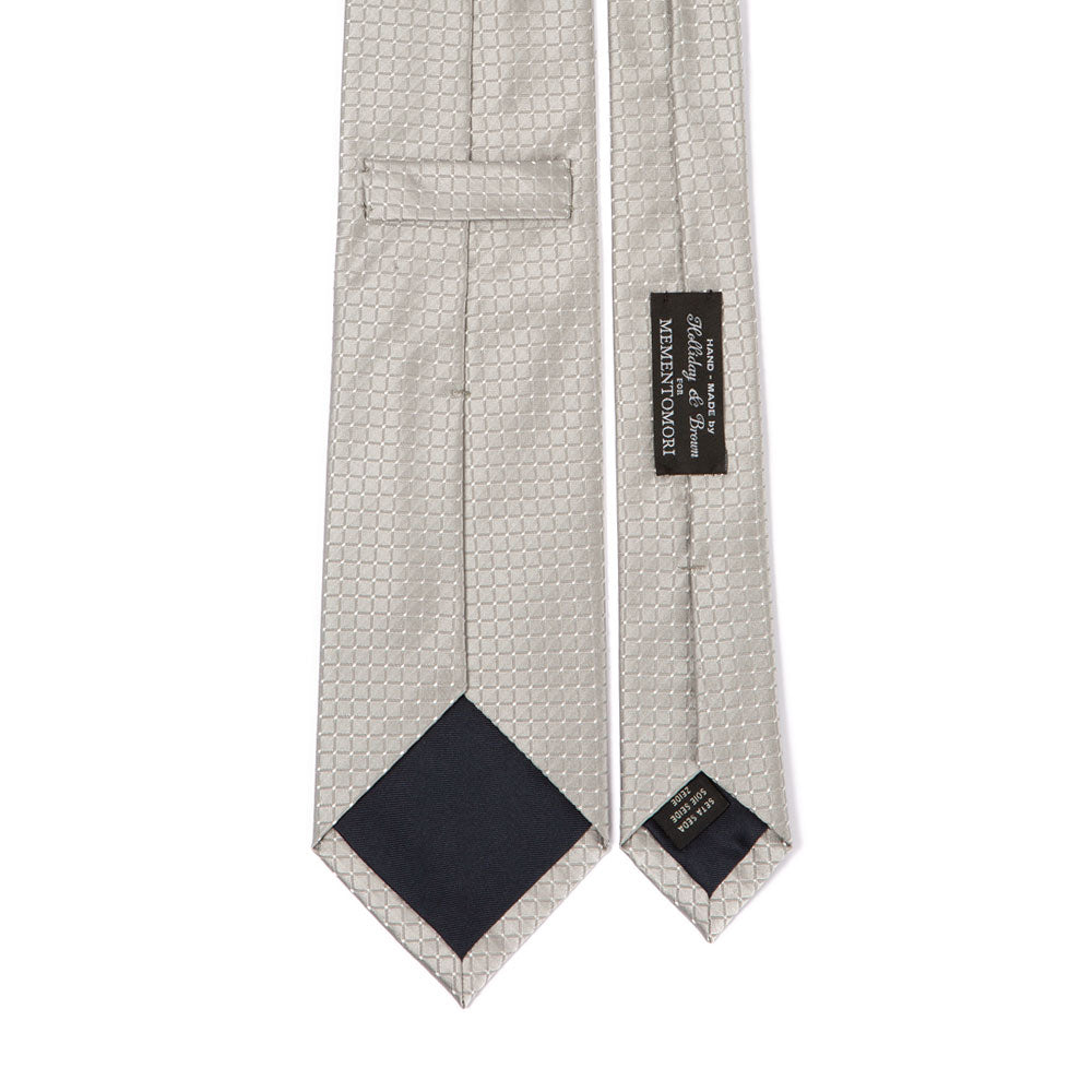 Rhodium Silver Plaid Pattern Satin Silk Ceremony Tie